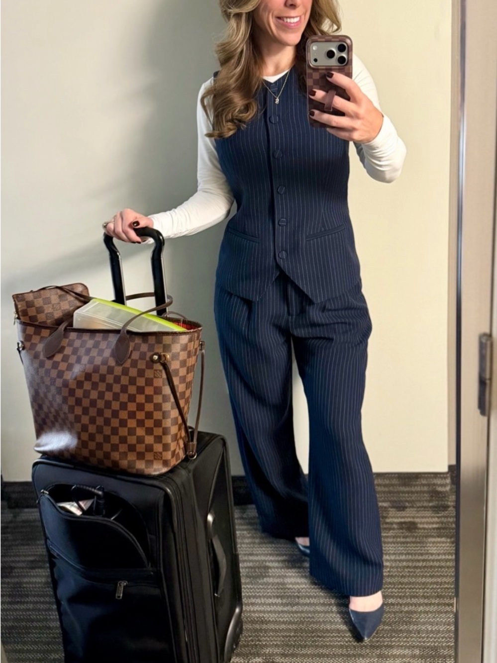 Pinstripe Navy Sloan Wide-Leg Pants
